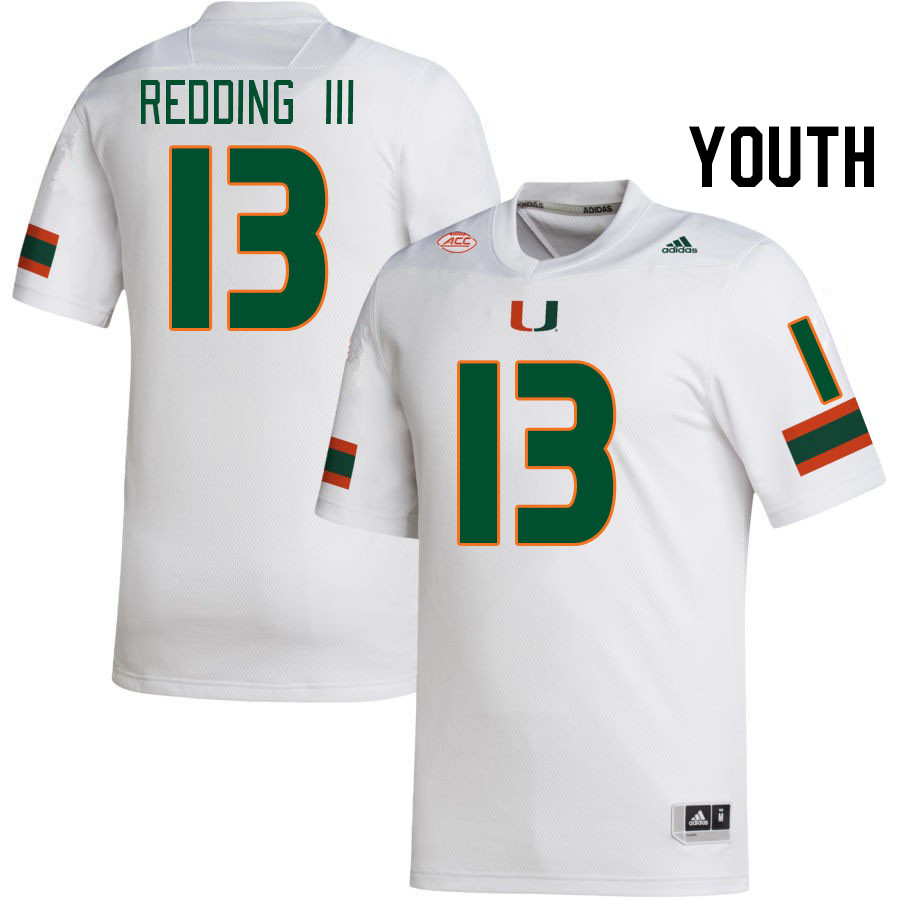 Youth #13 Michael Redding III Miami Hurricanes College Football Jerseys Stitched-White